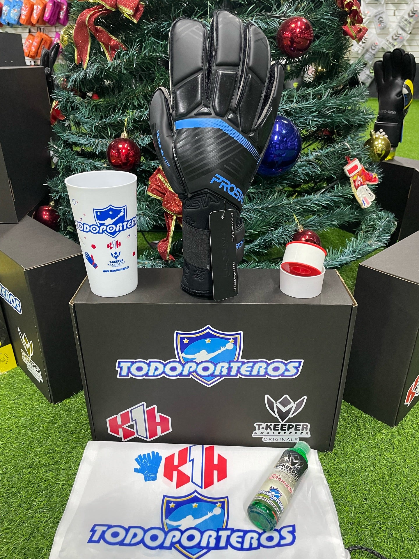 BOX NAVIDEÑO GUANTE PROSTAR NEGRO/AZUL TALLA 9