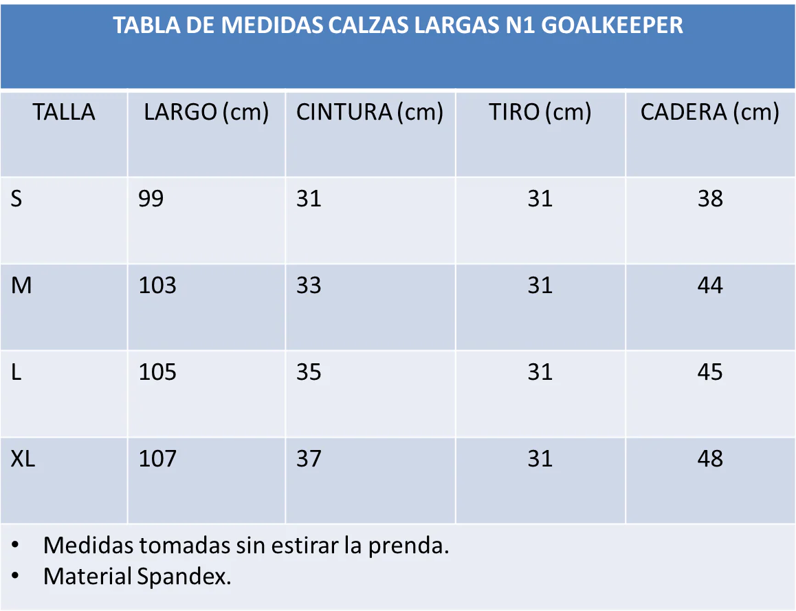 CALZA LARGA N1 SIN PROTECCIÓN (NEGRO)