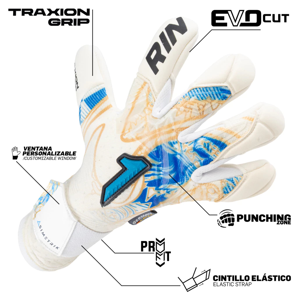 Guantes de Portero Rinat Asimetrik Aero PRO blanco/azul