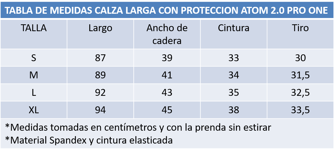 CALZA LARGA CON PROTECCION PRO ONE ATOM 2.0