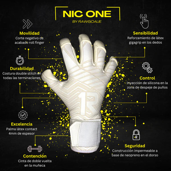 RAW GOALIE NIC ONE ALL WHITE 7° GENERACIÓN (SIN FERULA)