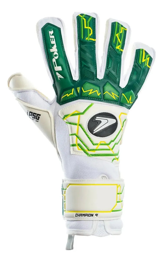 POKER LUVA CHAMPIONS 9 PRO BLANCO/VERDE (SIN FERULA)