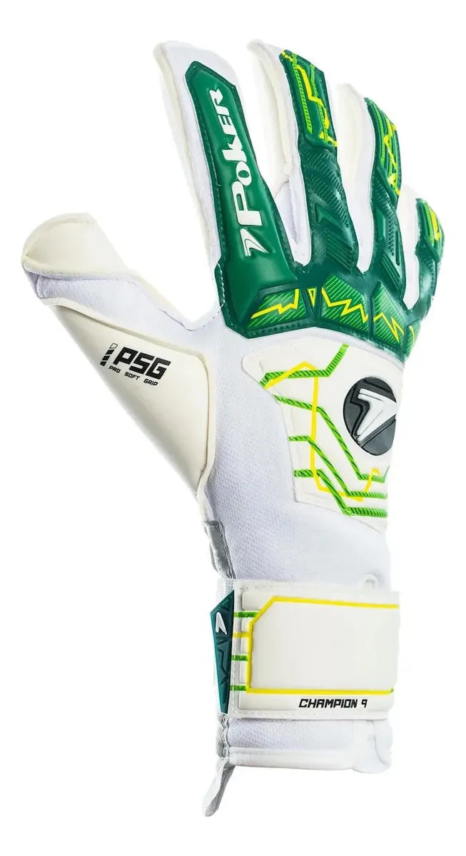 POKER LUVA CHAMPIONS 9 PRO BLANCO/VERDE (SIN FERULA)
