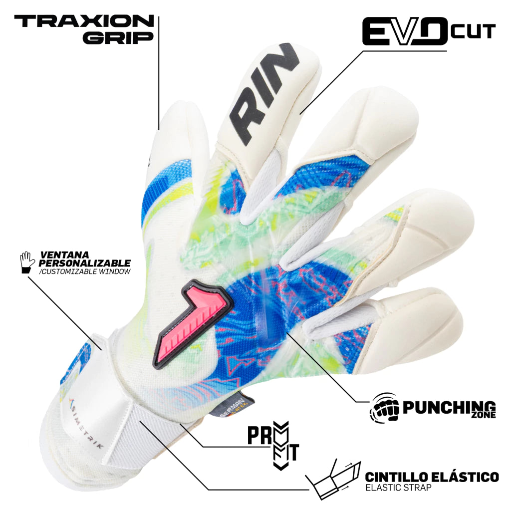 Guantes de Portero Rinat Asimetrik Aero PRO Azul/Verde/Rosa