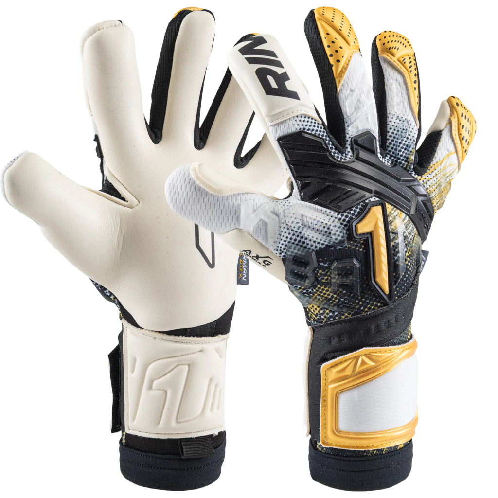 Guantes de Portero Rinat Fiera Pro Blanco/Oro sin ferulas