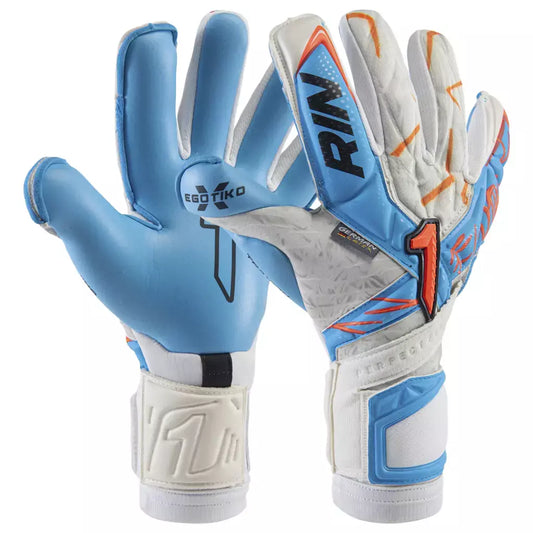 Guantes de Portero Rinat Egotiko x tr pro sin ferulas blanco azul