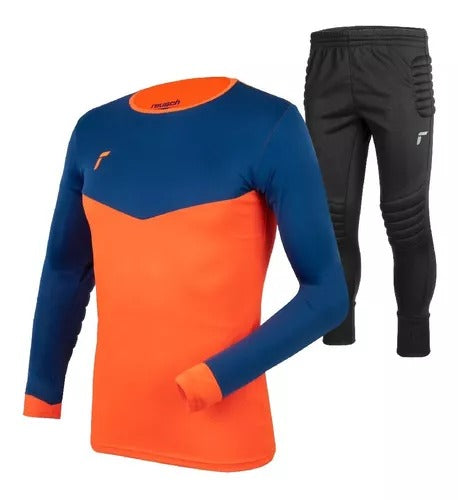 KIT DE ARQUERO REUSCH MATCH JUNIOR NARANJA FLUOR /AZUL